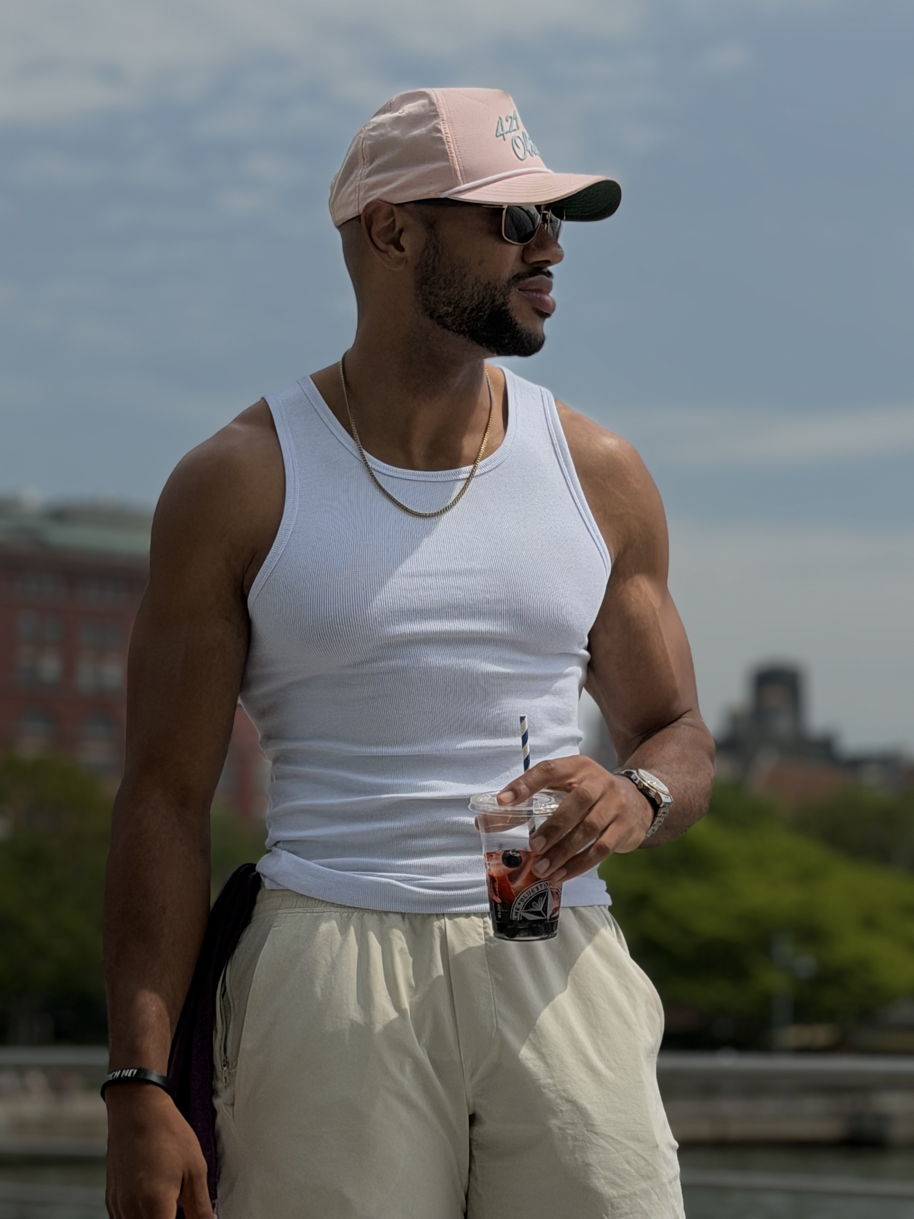 Holding a boba drink, allegedly on a recovery day
